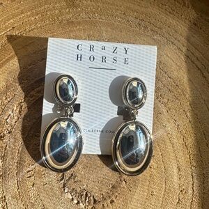 Crazy Horse by Liz Claiborne Silver Oval Drop Earrings